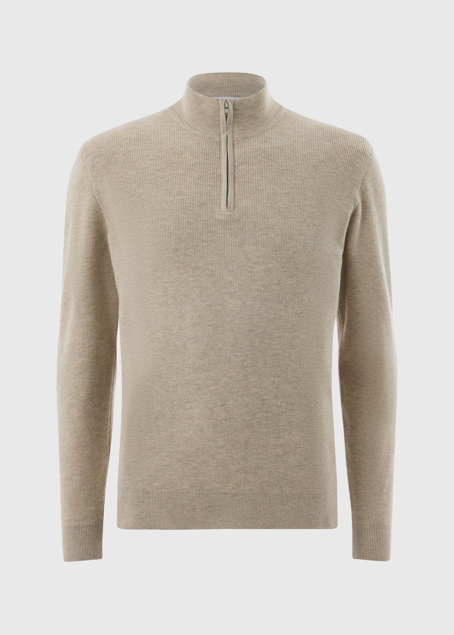Stone Ribbed 1/4 Zip Jumper
