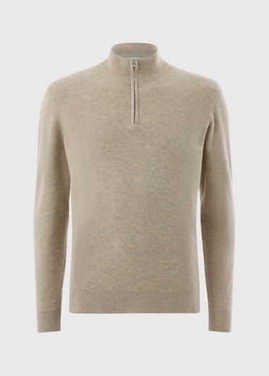 Stone Ribbed 1/4 Zip Jumper