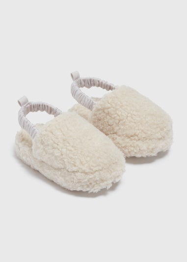 Baby Beige Borg Slippers (Newborn-18mths)