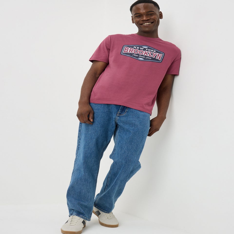 Maroon Brooklyn Print T-Shirt