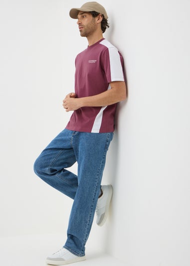Burgundy Cut & Sew T-Shirt