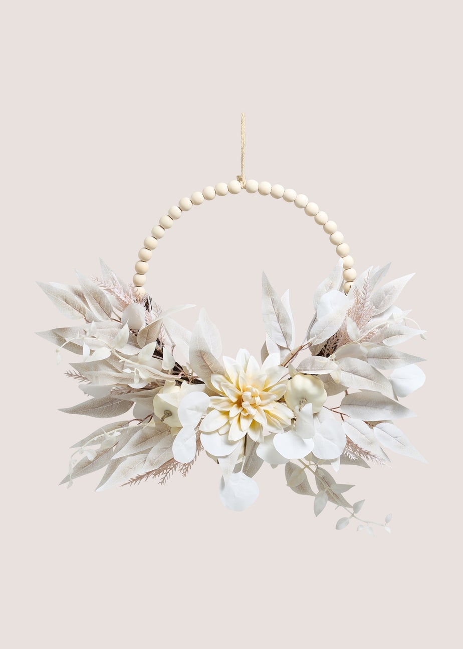 Natural Pumpkin Beaded Wreath