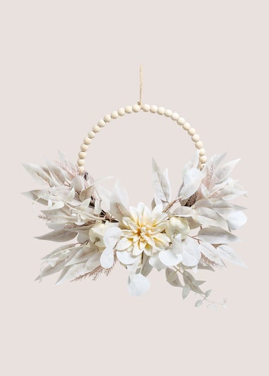 Natural Pumpkin Beaded Wreath