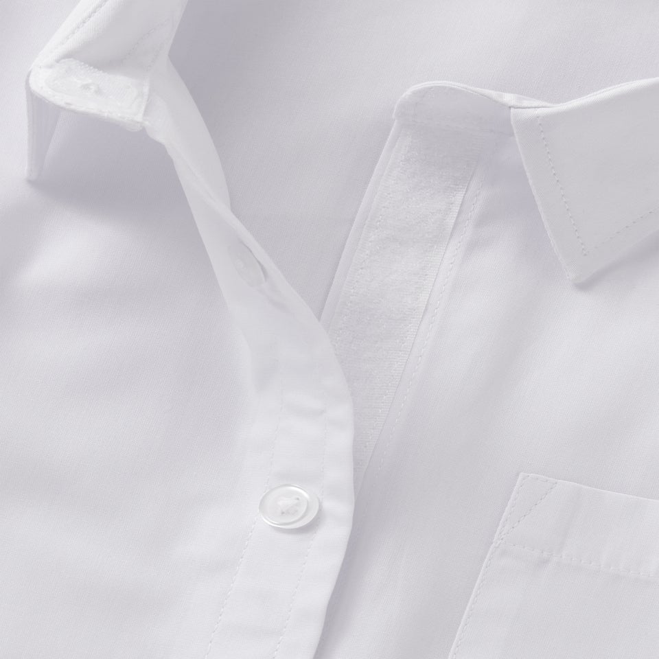 2 Pack Girls White Easy Dressing Long Sleeved Shirts (4-16yrs)