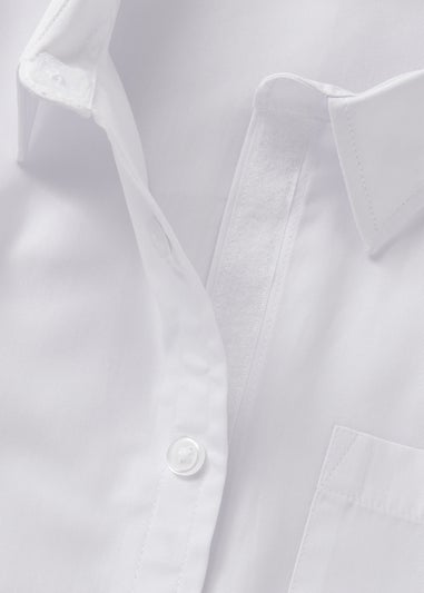 2 Pack Girls White Easy Dressing Long Sleeved Shirts (4-16yrs)