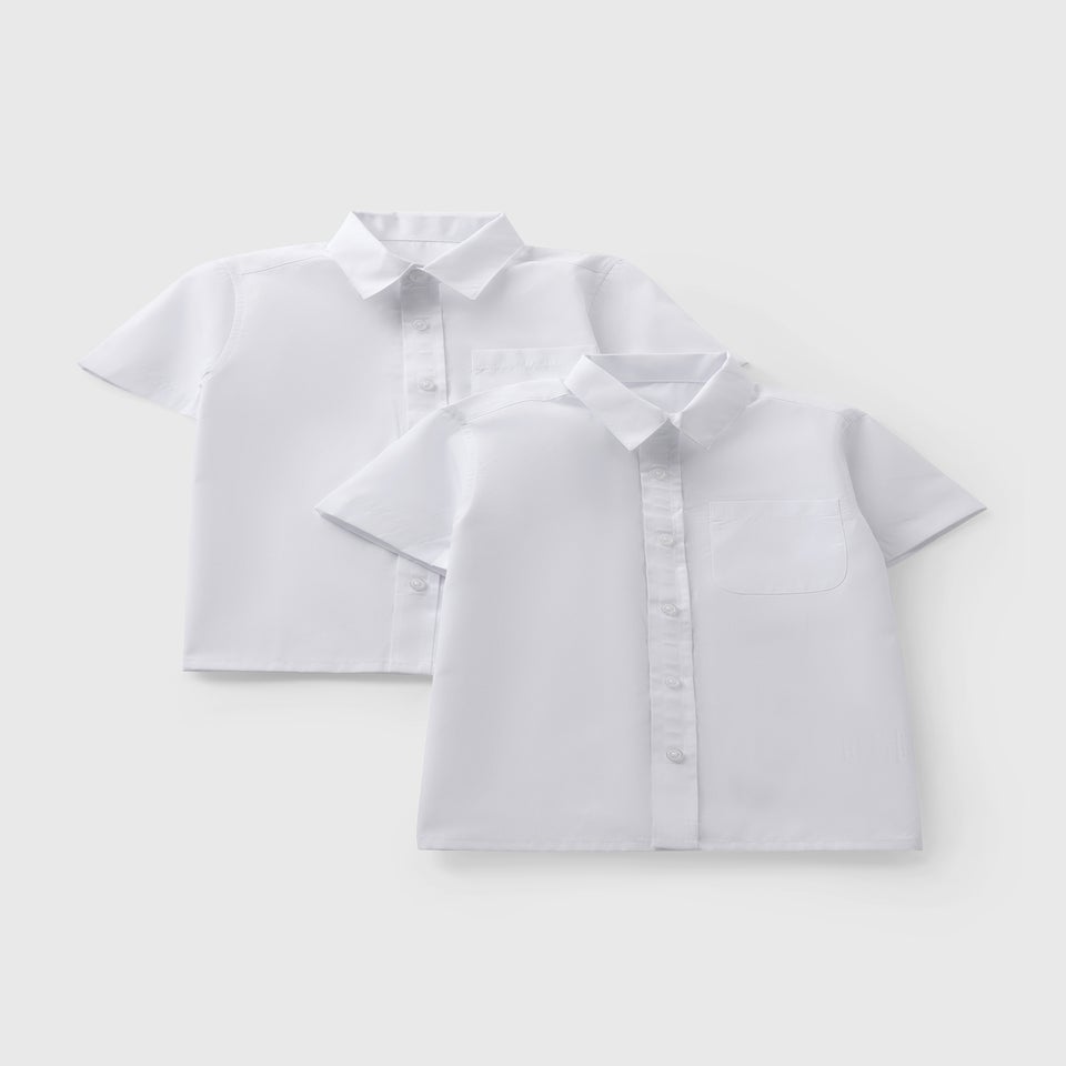 2 Pack Boys White Easy Dressing Shirts (4-16yrs)