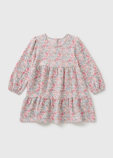 Girls Pink Floral Crinkle Dress (1-7yrs)