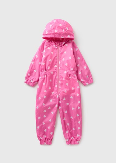 Girls Pink Heart Puddle Suit (1-7yrs)