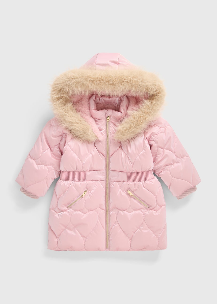 Girls Pink Padded Heart Coat (1-7yrs)