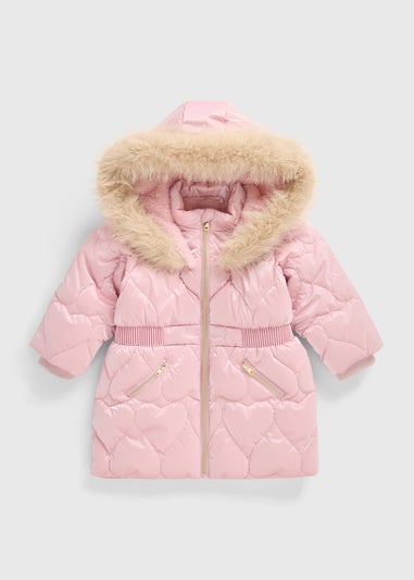 Girls Pink Padded Heart Coat (1-7yrs)