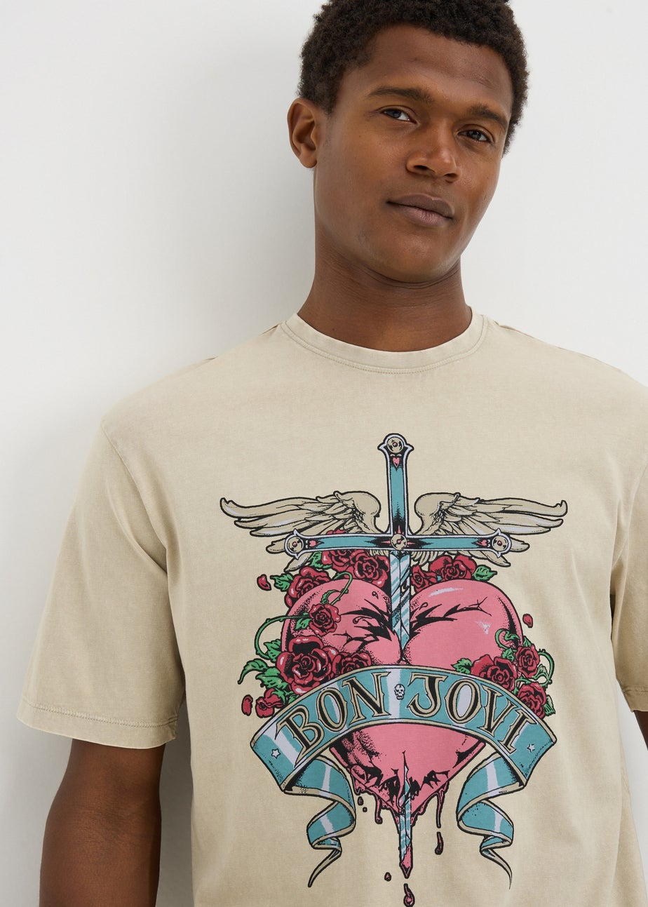 Ecru Bon Jovi Heart T-Shirt