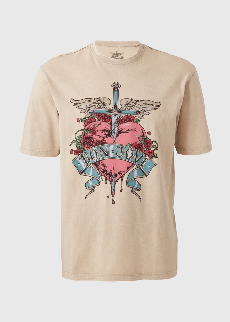 Ecru Bon Jovi Heart T-Shirt