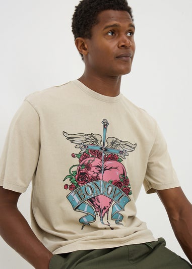 Ecru Bon Jovi Heart T-Shirt