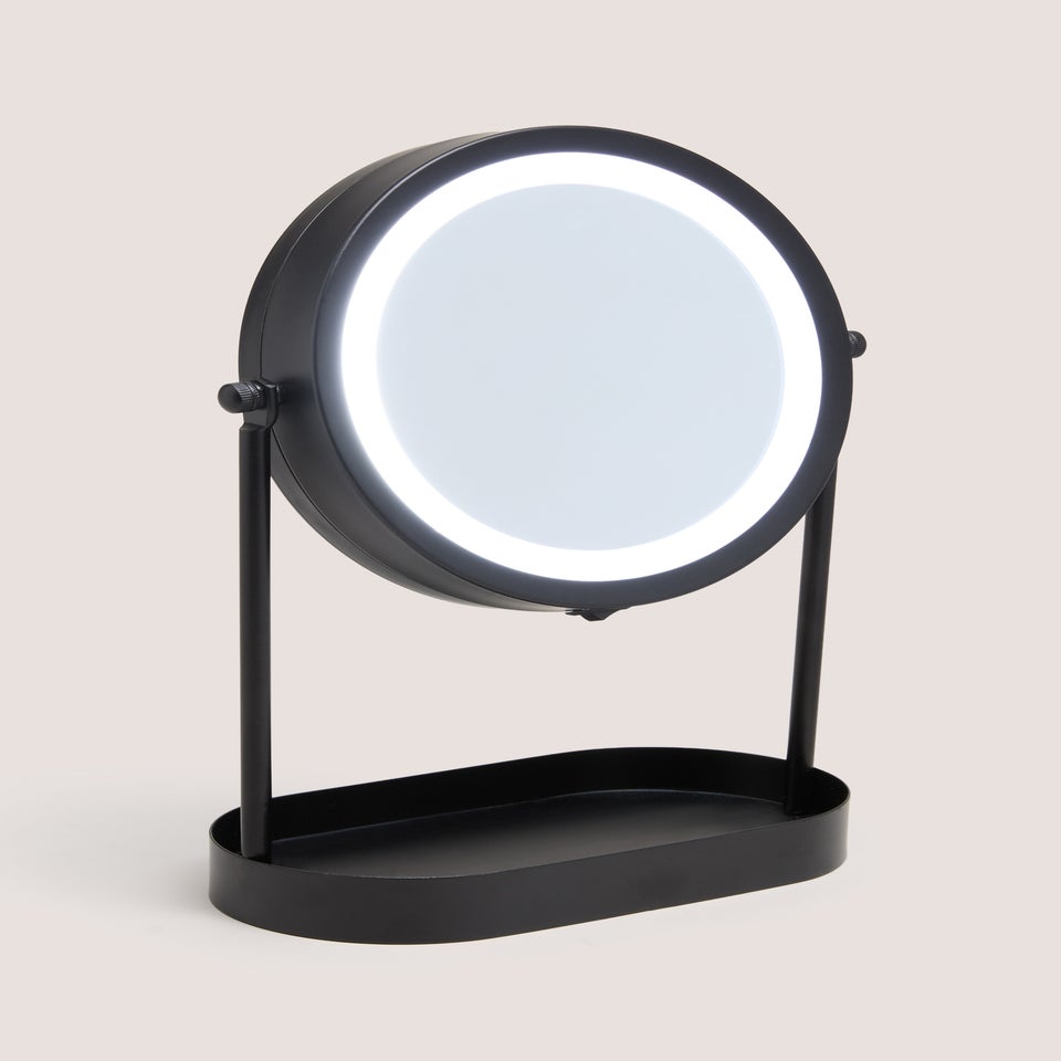 Black LED Circle Mirror