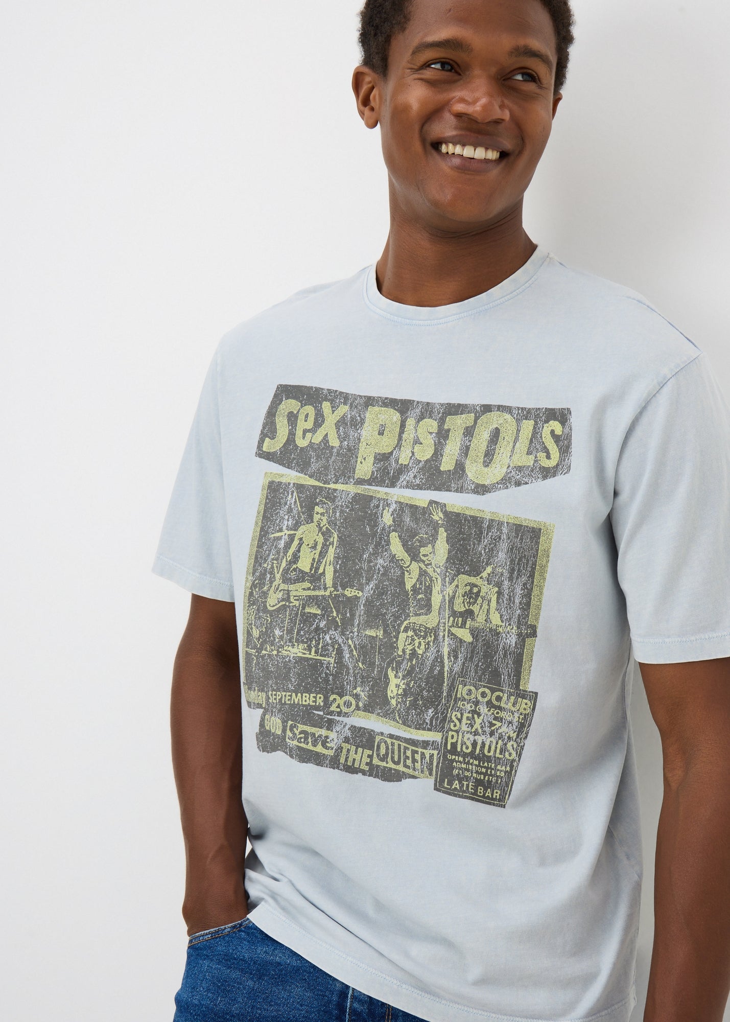 Sex Pistols Blue Washed T-Shirt - Matalan