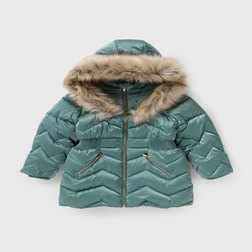 Girls Teal Showerproof Padded Coat (7-15yrs)