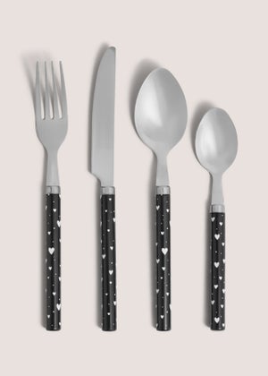 16 Piece Mono Heart Cutlery Set
