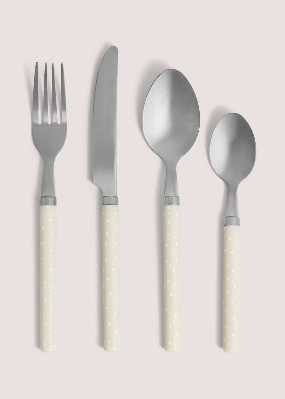 16 Piece Cream Spot Pattern Cutlery Set