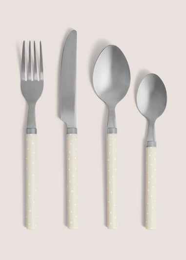 16 Piece Cream Spot Pattern Cutlery Set