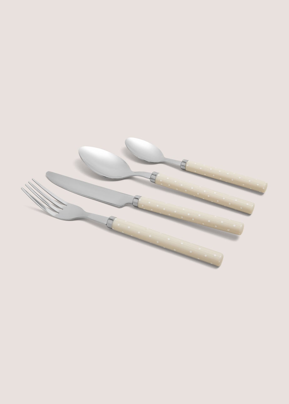 16 Piece Cream Spot Pattern Cutlery Set