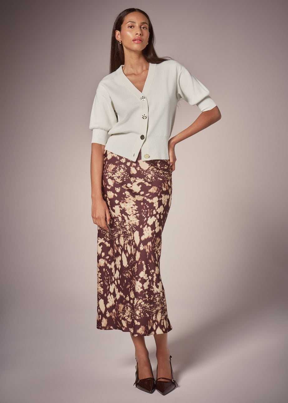 Et Vous Ivory Metallic Button Cardigan