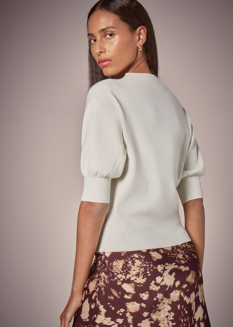 Et Vous Ivory Metallic Button Cardigan