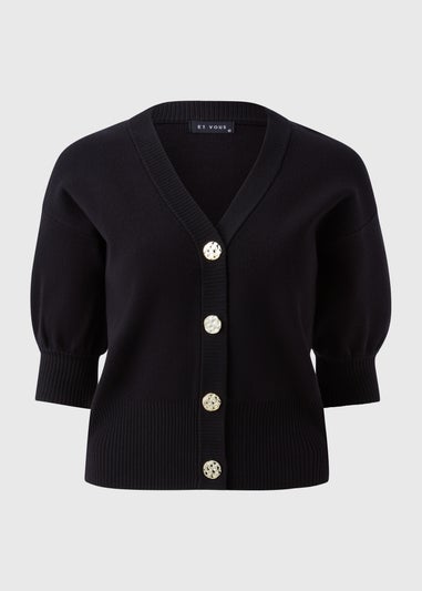 Et Vous Black Gold Button Cardigan