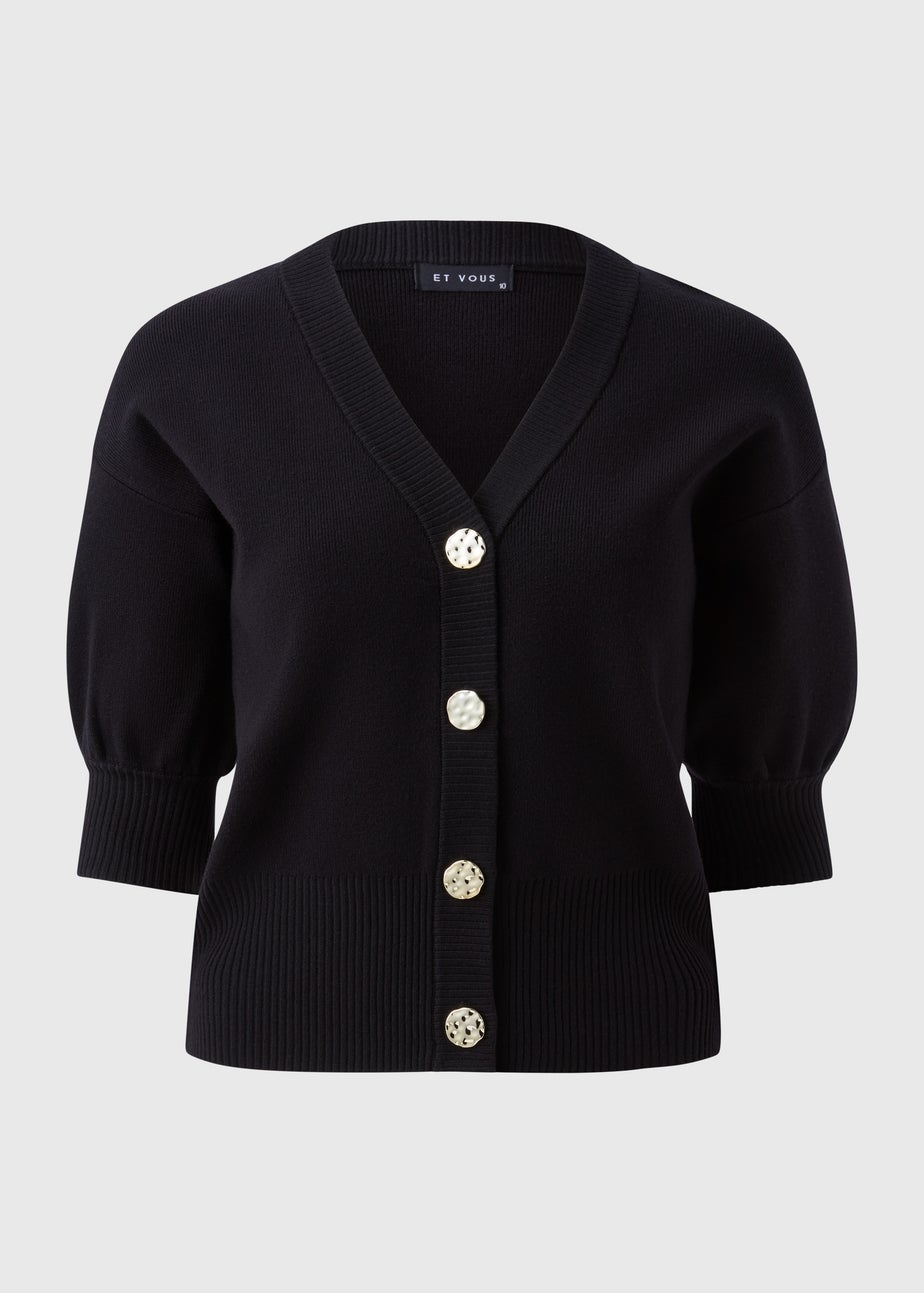 Et Vous Black Gold Button Cardigan