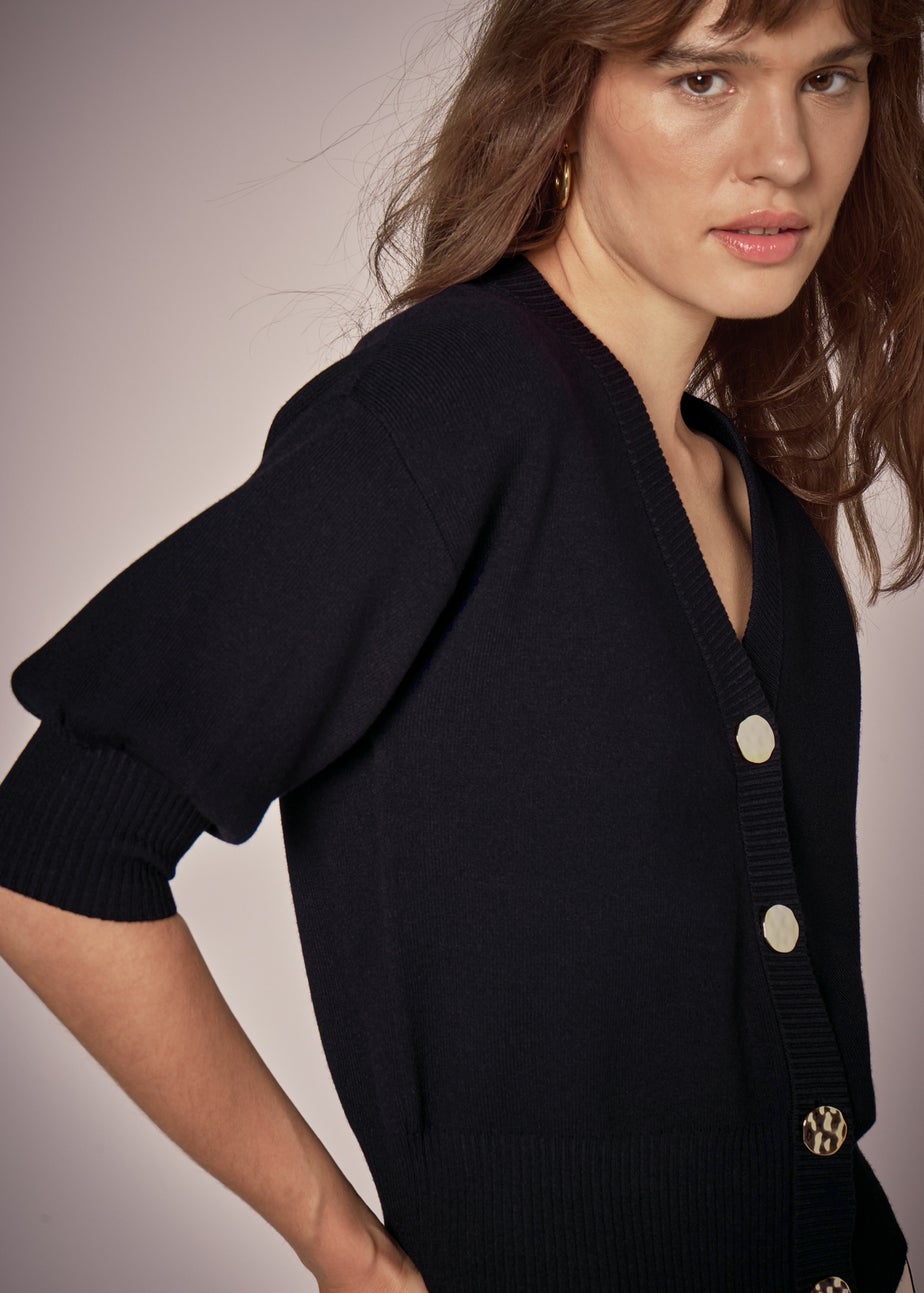 Et Vous Black Gold Button Cardigan