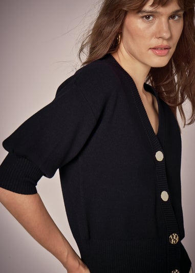 Et Vous Black Gold Button Cardigan