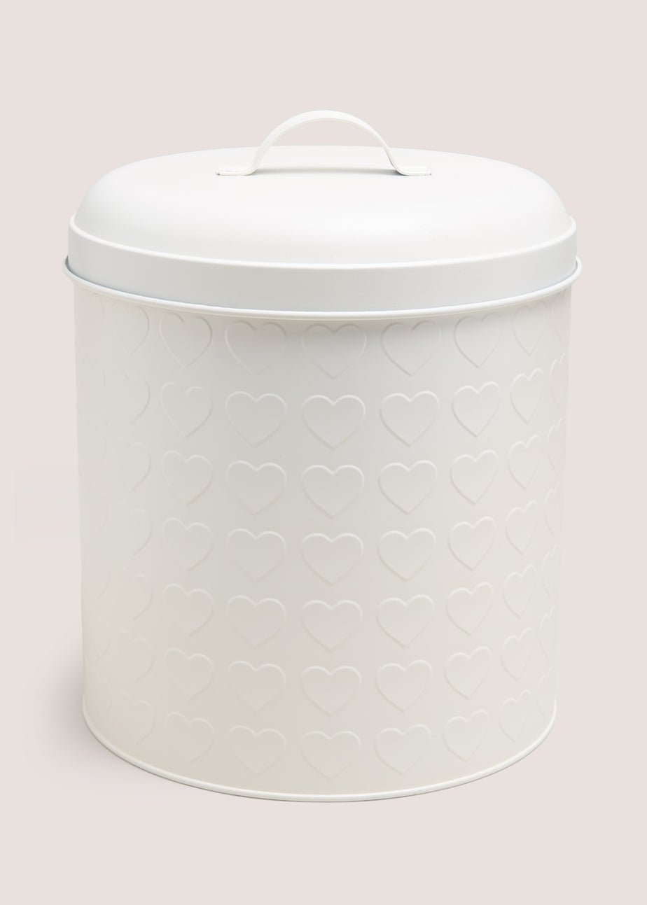 White Heart Embossed Bread Bin