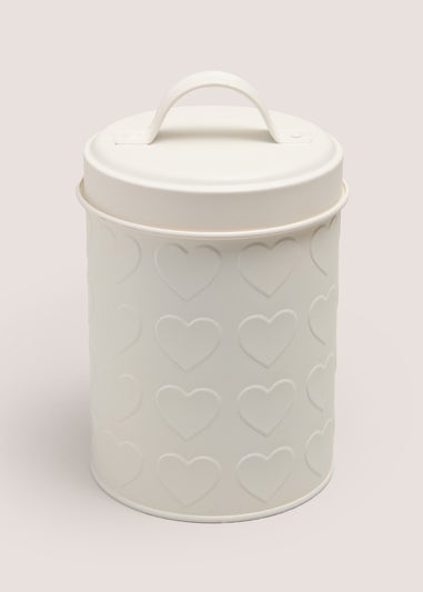 Cream Heart Embossed Small Tin