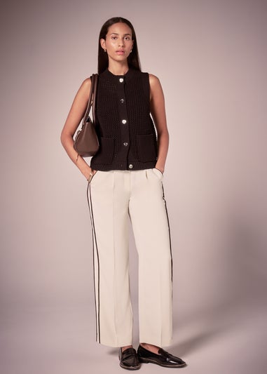 Et Vous Brown Sleeveless Knitted Cardigan