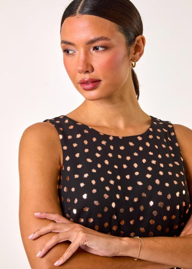 Roman Bronze Foil Spot Print Double Layer Top