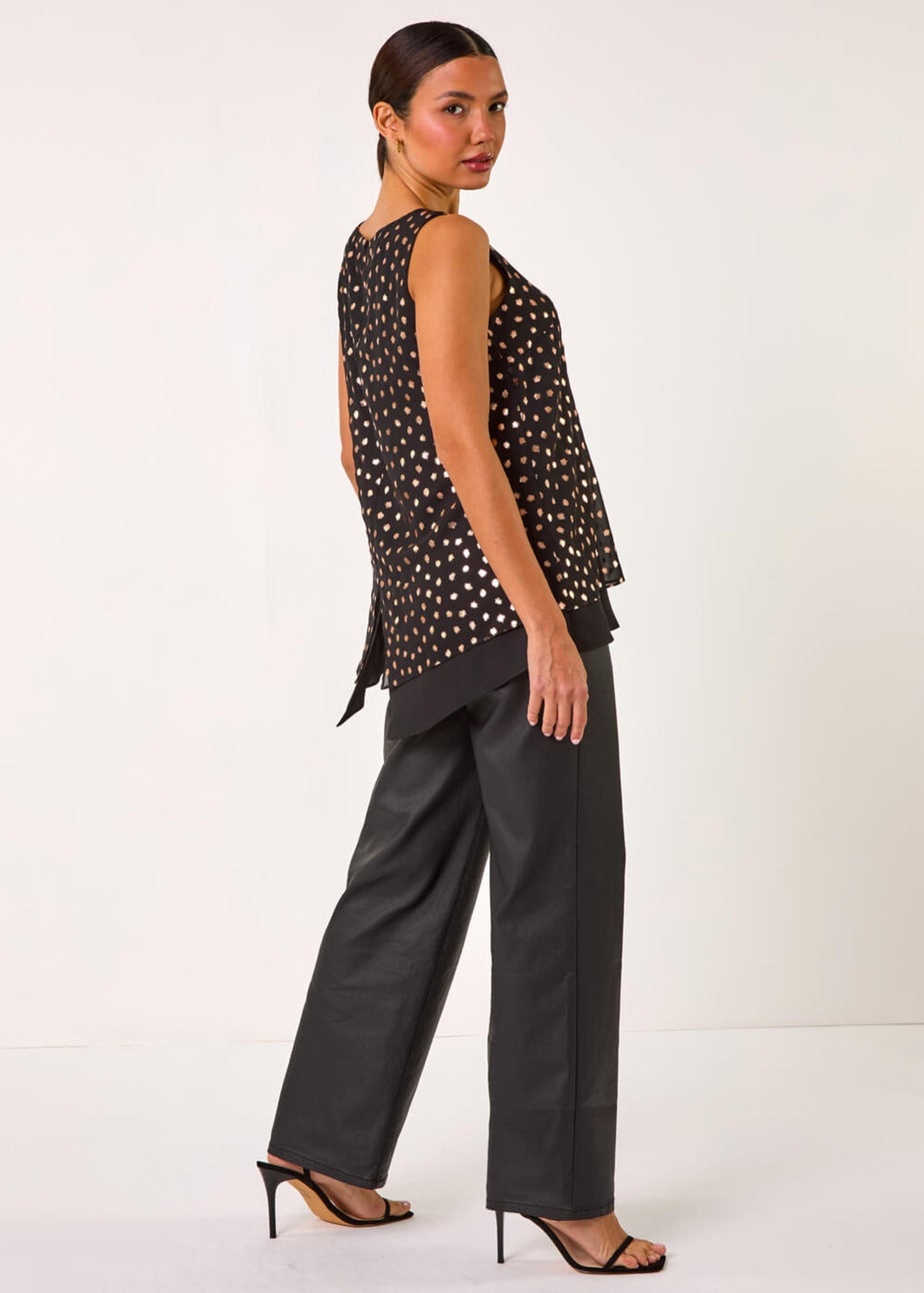 Roman Bronze Foil Spot Print Double Layer Top