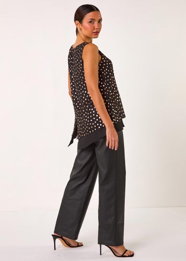 Roman Bronze Foil Spot Print Double Layer Top