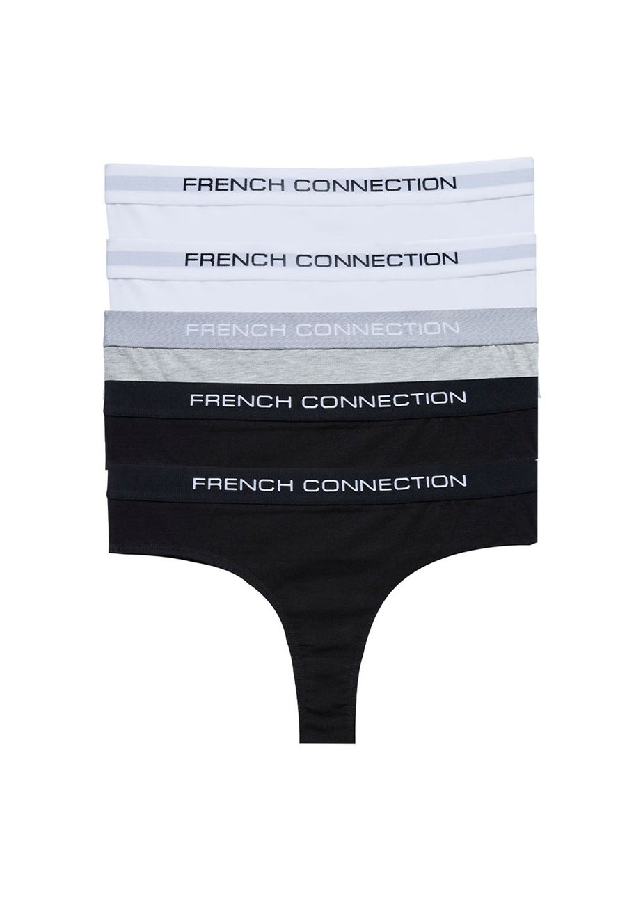 French Connection White 5 Pack Cotton French Connection Ladies Thongs