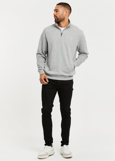 Threadbare Grey 1/4 Zip Neck Sweatshirt