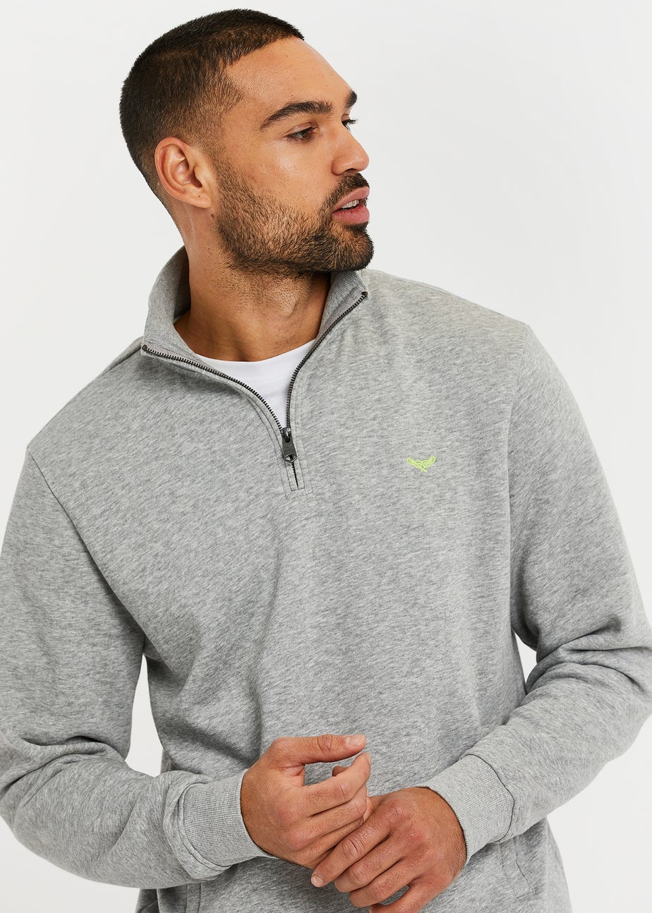 Threadbare Grey 1/4 Zip Neck Sweatshirt