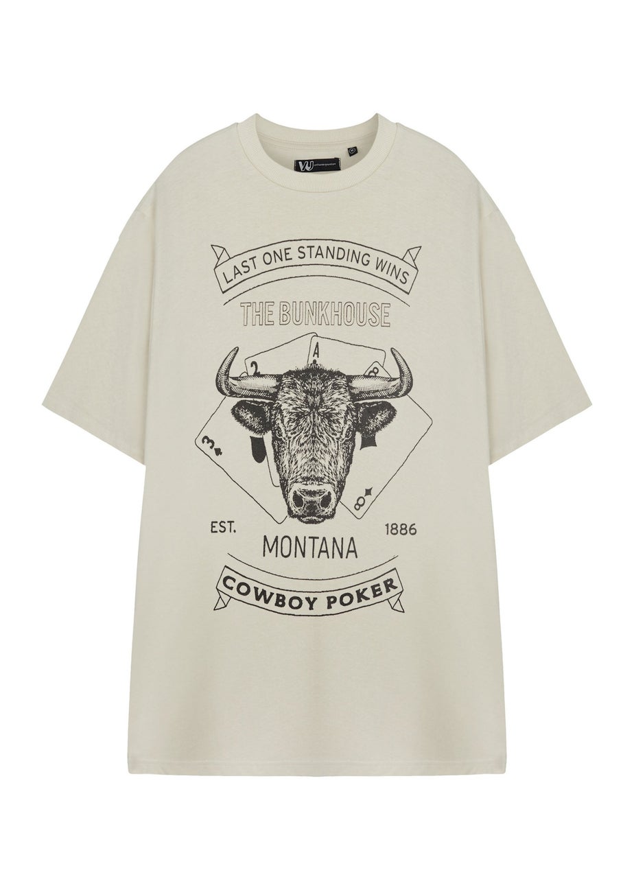 Yellowstone Beige Cowboy Poker Short Sleeved T-Shirt