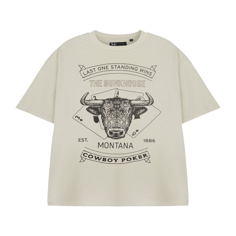Yellowstone Beige Cowboy Poker Short Sleeved T-Shirt
