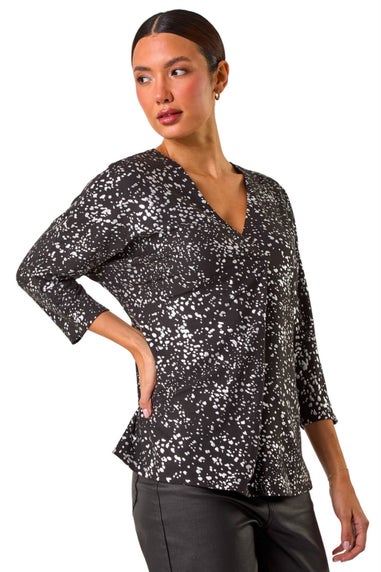 Roman Silver Metallic Soft Touch V-Neck Top