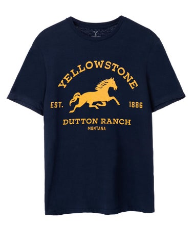 Yellowstone Blue Dutton Ranch Logo Short Sleeved T-Shirt
