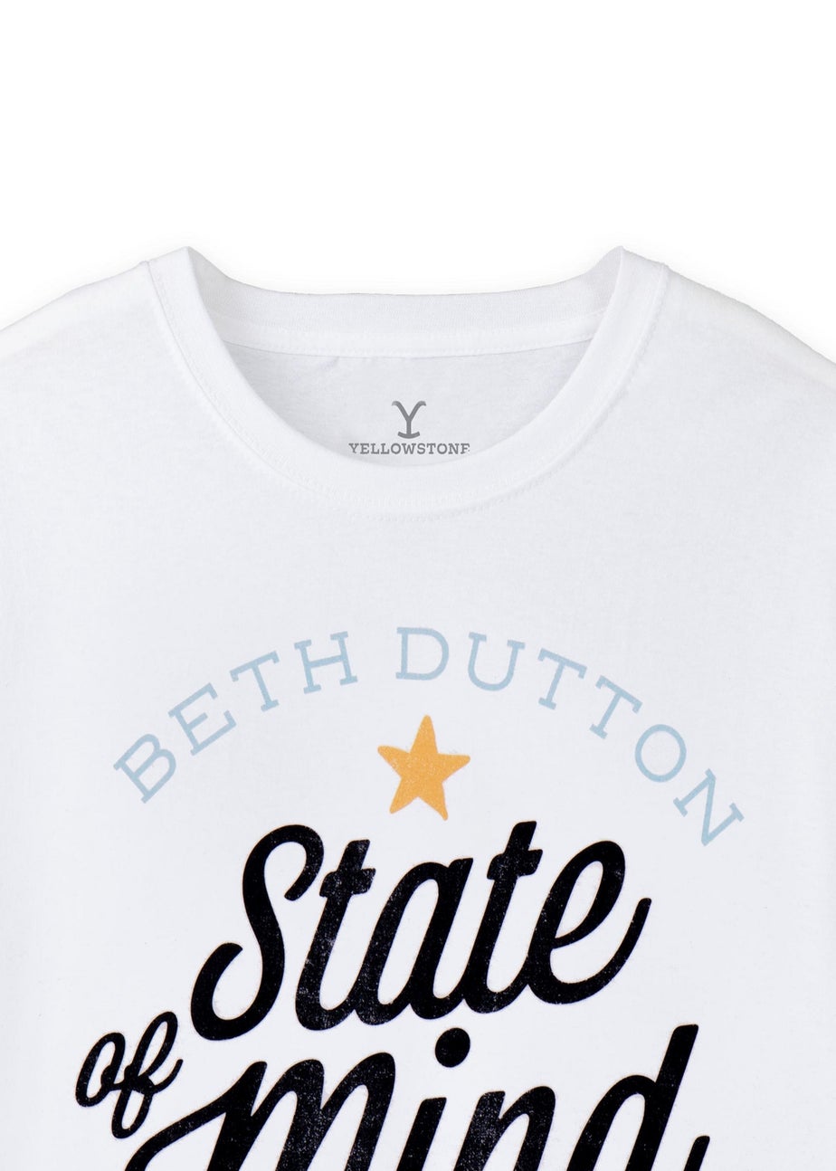 Yellowstone White Beth Dutton State Of Mind Short Sleeved T-Shirt