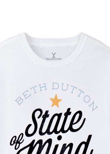 Yellowstone White Beth Dutton State Of Mind Short Sleeved T-Shirt