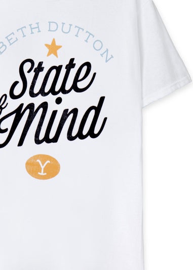 Yellowstone White Beth Dutton State Of Mind Short Sleeved T-Shirt