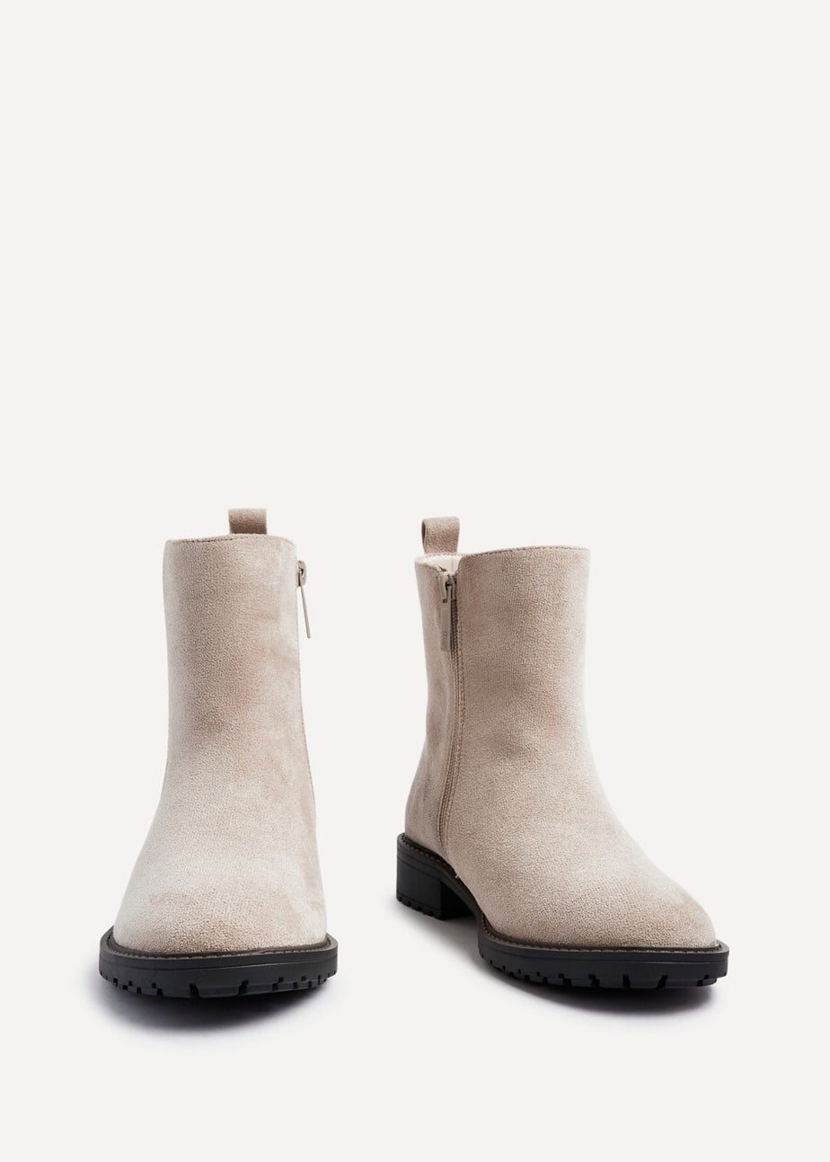 Linzi Holland Wide Fit Beige Faux Suede Classic Chelsea Boot