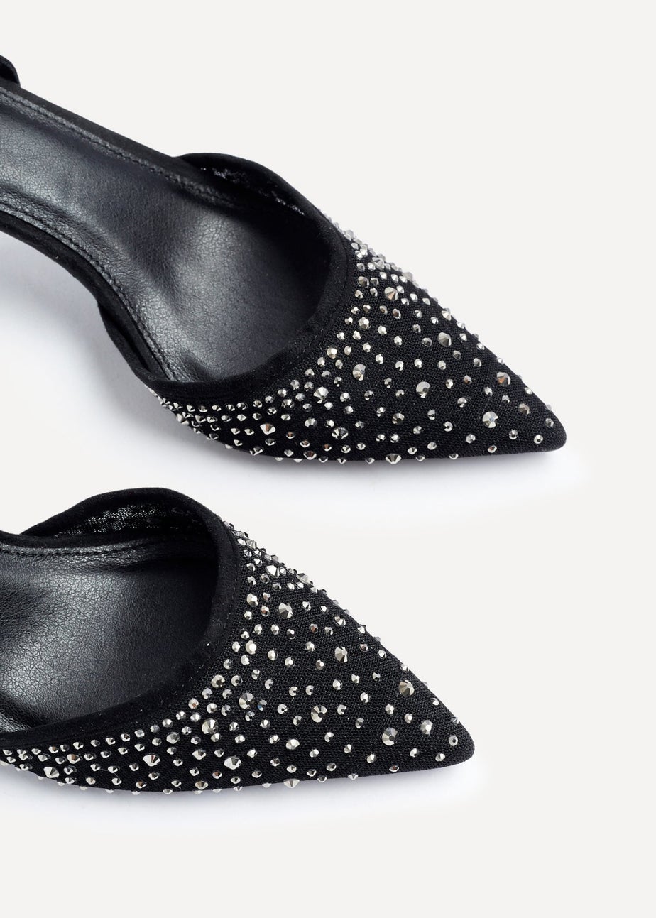 Linzi Krystal Black Mesh & Diamante Court Heel