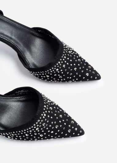Linzi Krystal Black Mesh & Diamante Court Heel