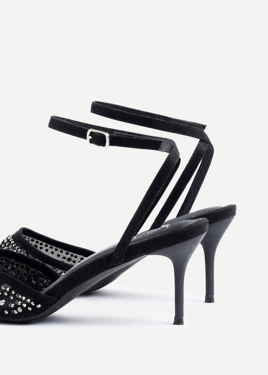 Linzi Krystal Black Mesh & Diamante Court Heel